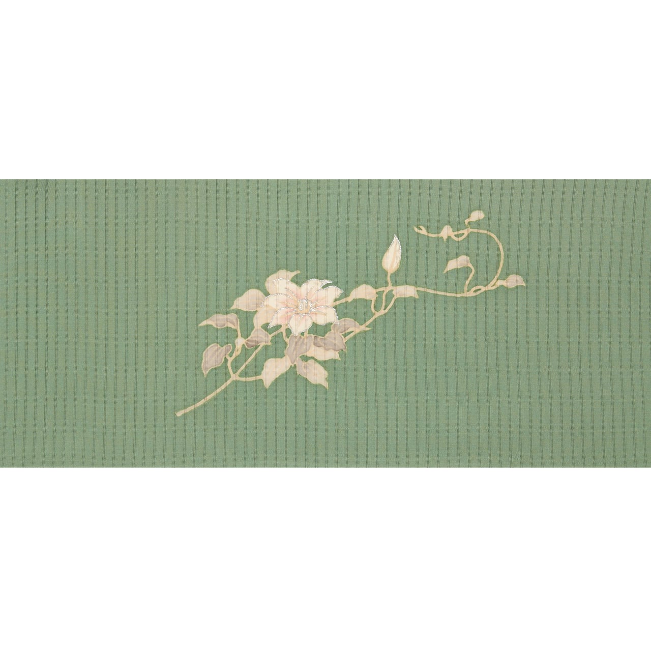 花籠にテッセンのお花の模様 絽塩瀬 夏名古屋帯【未着用品】 | かわの屋
