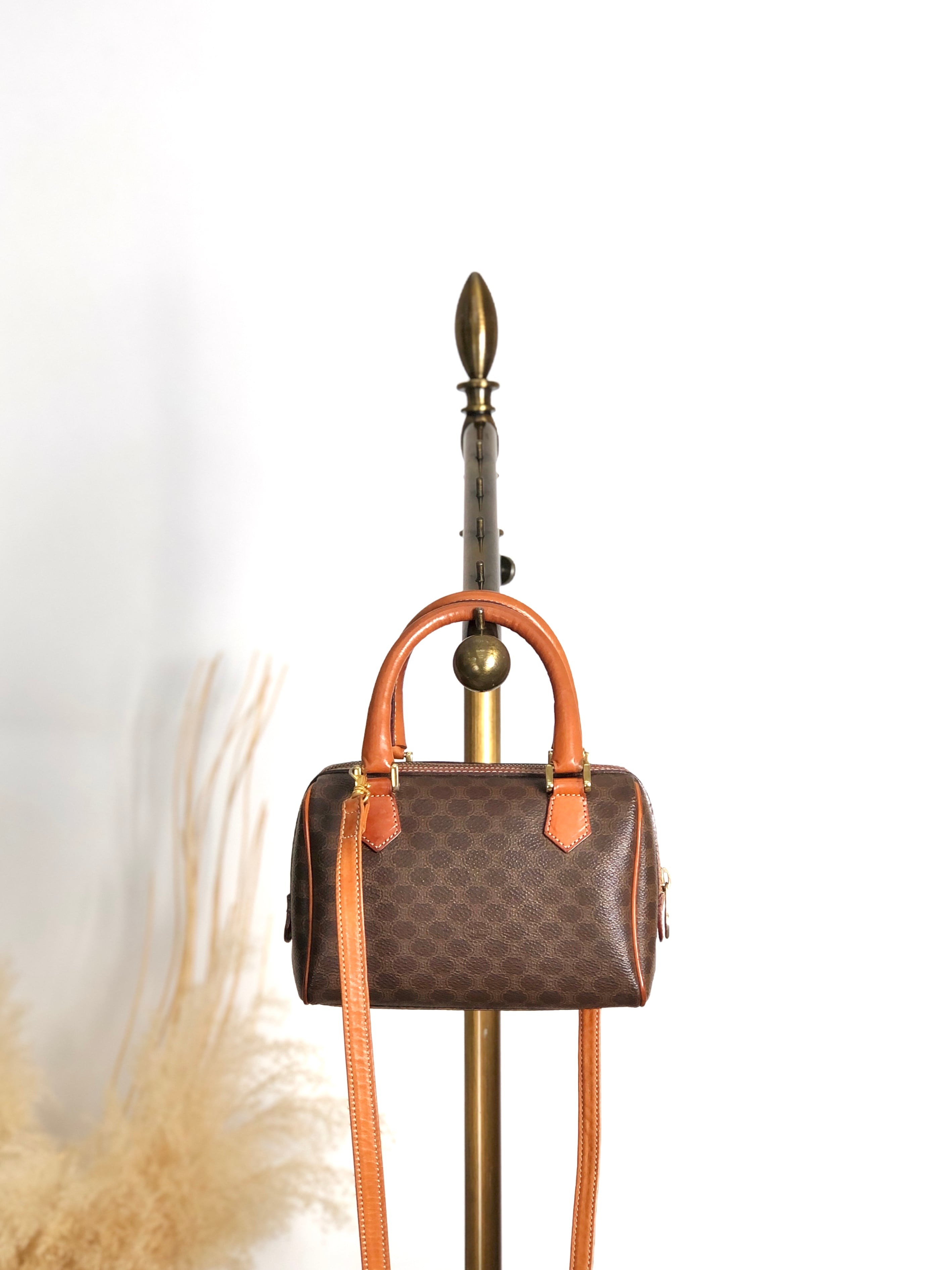 CELINE セリーヌ マカダム ショルダーバッグ ブラウン ブラゾン型押し