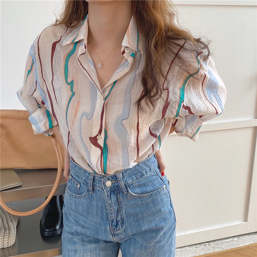Random stripes loose shirt RW0520