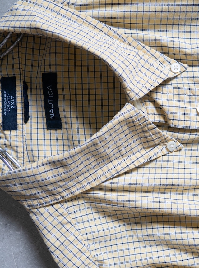 "NAUTICA" 1990s Graph plaid s/s shirt