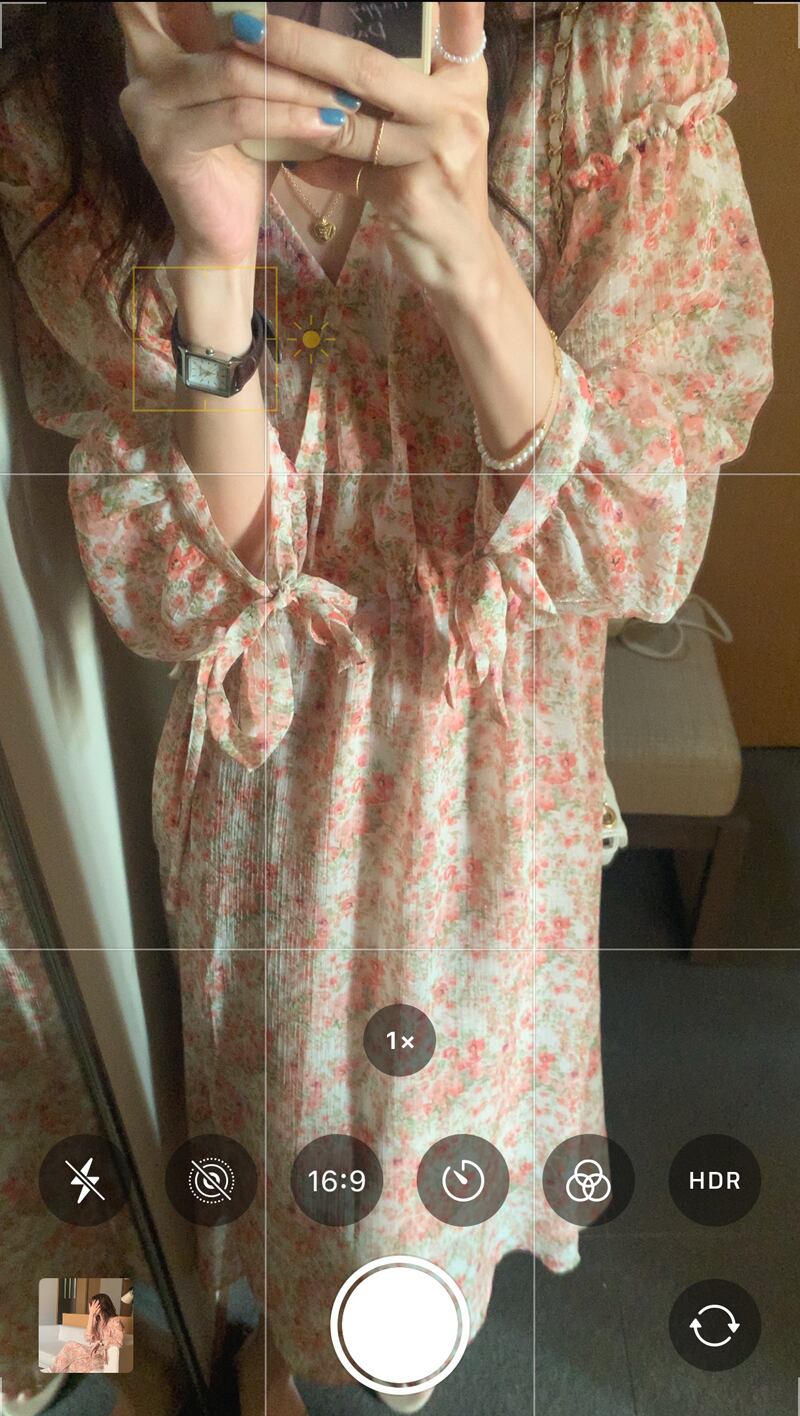 スリーブフローラルドレス サマースタイルサイドウェスト長袖Vネック薄手 ロング 夏物 花柄 ビッグFスモールZ韓国33860468190