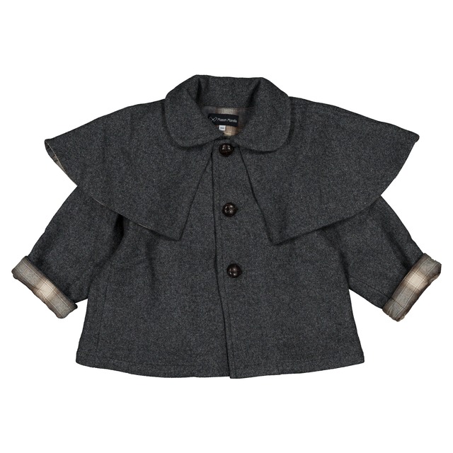 【Maison Marelle / 予約 10/23〆切】Coat AMOVIBLE cape SHERLOCK- gray mostly wool (5y-8y)