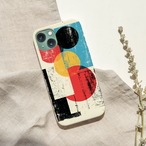 受注生産 iPhoneケース 青赤黄の丸い紙片コラージュ｜ZINE風 ZINE055A