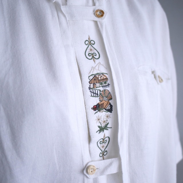 "刺繍" good embroidery design loose h/s tyrolean shirt