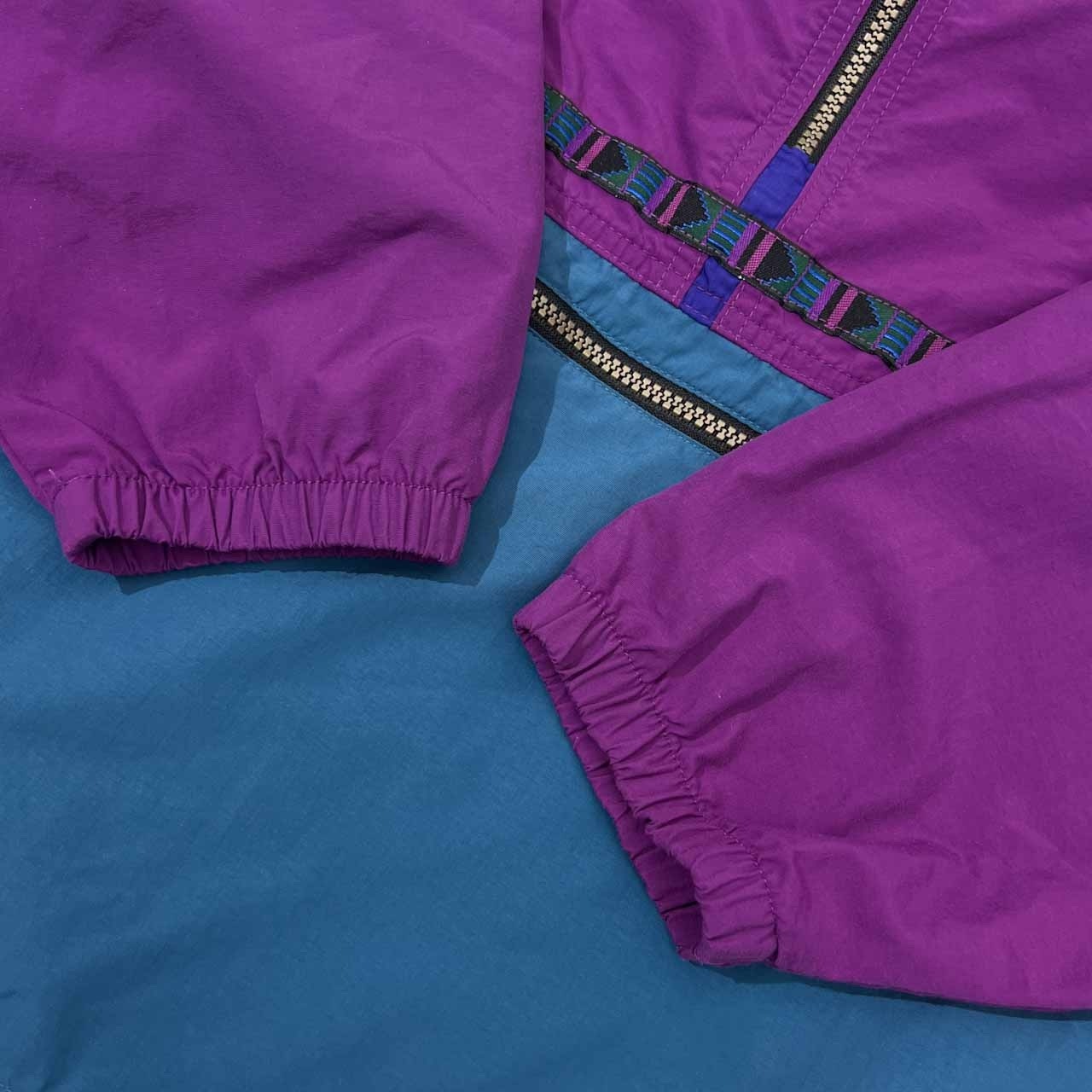 80s 90s L.L.Bean エルエルビーン ナイロン アノラックパーカー プルオーバーシャツ L/パープル×ブルー KIDS ビンテージ