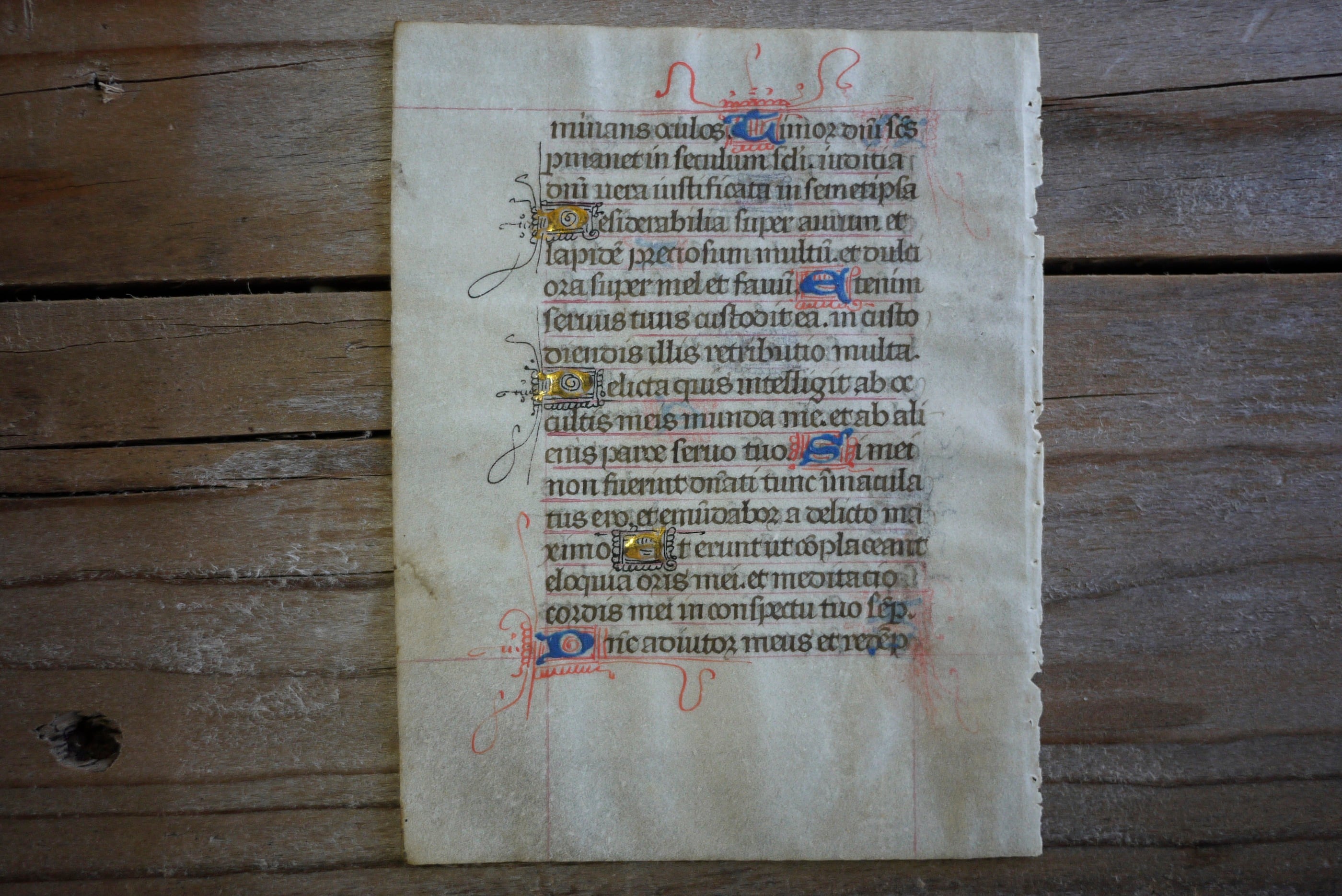 1470年仏 時祷書 金彩零葉 羊皮紙 中世写本 