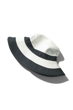 00's "HERMÈS" Bi-Color Cotton Wide-Brim Hat with Linen Lining Made in FRANCE