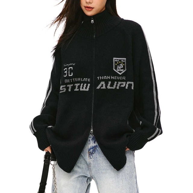 ラインロゴニットブルゾン 3col R00888