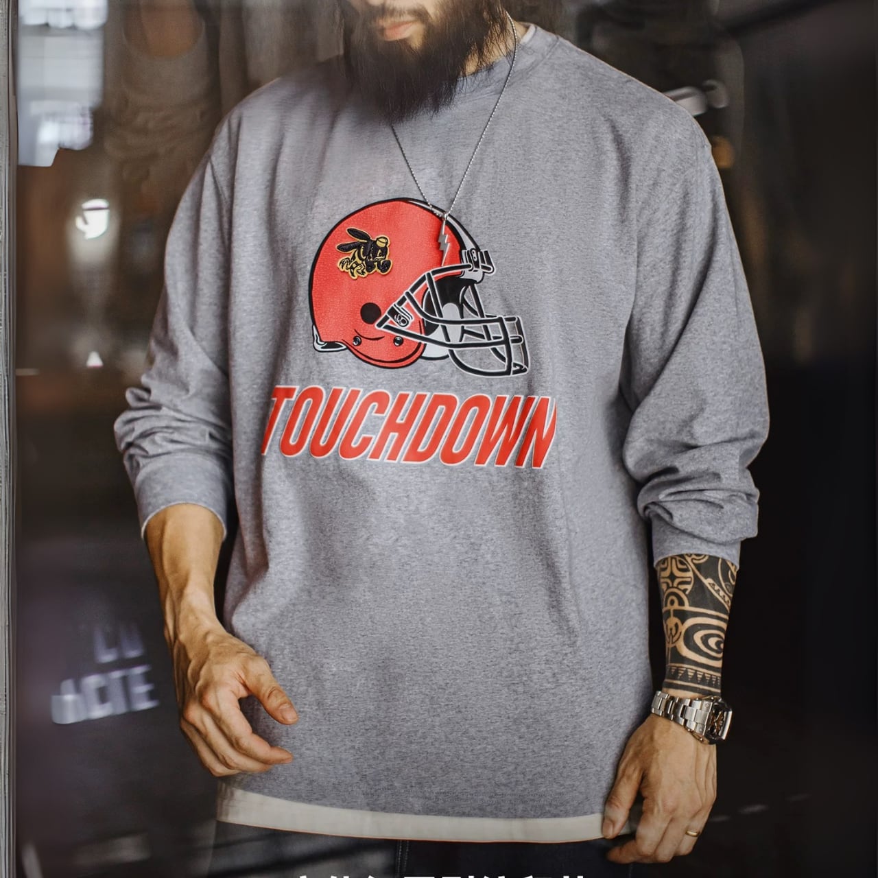 ラウンドネック プリント スウェットシャツ 00556