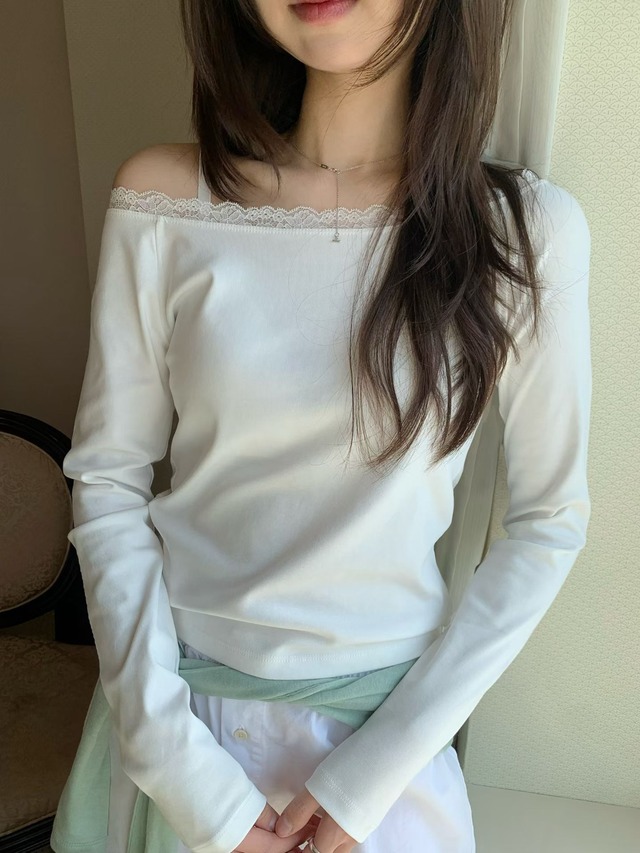 (vegetable)  rozel lace tee / 2color