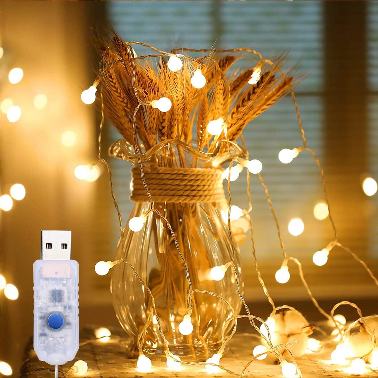 防雨型LEDストリングライト 15M 25個LED電球付き E12口金 防雨