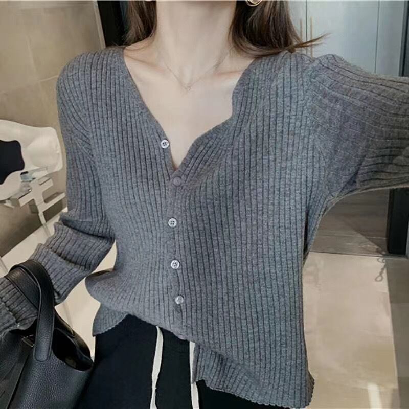 リブニットカーディガン