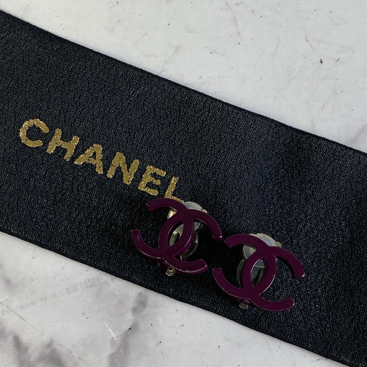 【最終処分SALE】CHANEL シャネル ココマークイヤリング パープル A-7152