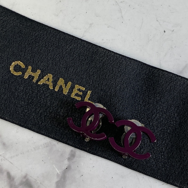 【最終処分SALE】CHANEL シャネル ココマークイヤリング パープル A-7152