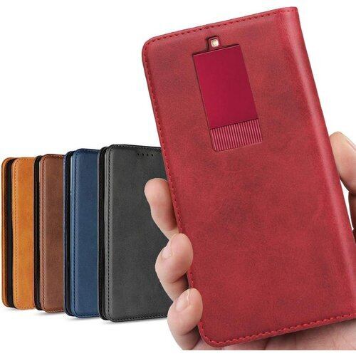 BASIO3 KYV43 ケース 手帳型 カバー KYOCERA 適用 BASIO 3 京セラ ベイシオ3 KYV43 ケース スマホケース 携帯カバー 手帳 財布 適用 case iCovercase 内蔵マグネット 弱磁 携帯カバー カード入れ スタンド シンプル カバー 落ち着いた色 スマホ 保護 レトロ レッド 245