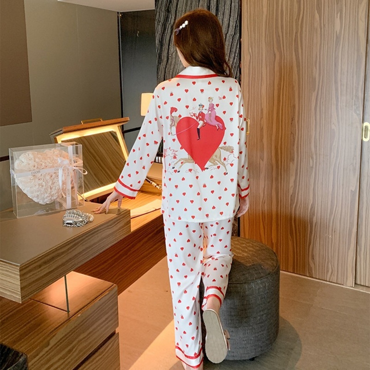 パジャマにも❣️】ルームウェア ワンピース 緑 ブラウス ショート 