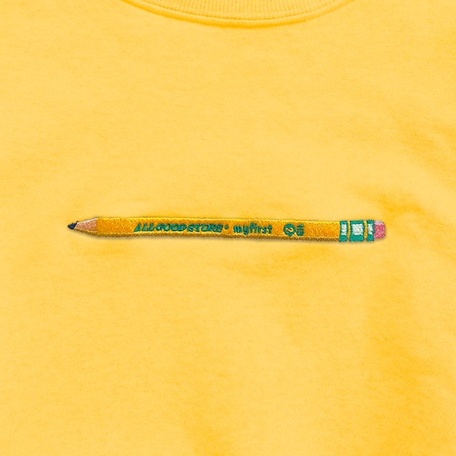 ALL GOOD STORE | My First AGS Pencil Crewneck Sweat Shirt / Honey Yellow