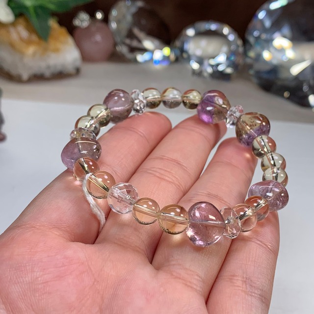 リボン風☆アメトリン×シトリン デザインブレスレット