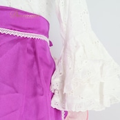 フラメンコ 衣装 マキコスチューム MAKIS COSTUMES ツーピース セットアップ 上下セット ファルダ スカート トップス エプロン 紫 白 花柄 ボランテ フリル ホワイト系 パープル系 ステージ衣装 ダンス衣装 イベント 可愛い 日本製 フラメンココスチューム ボウタイ付き フリルデザイン レディース かわいい フェミニン 舞踏用 スカートセット トップスセット 柄物