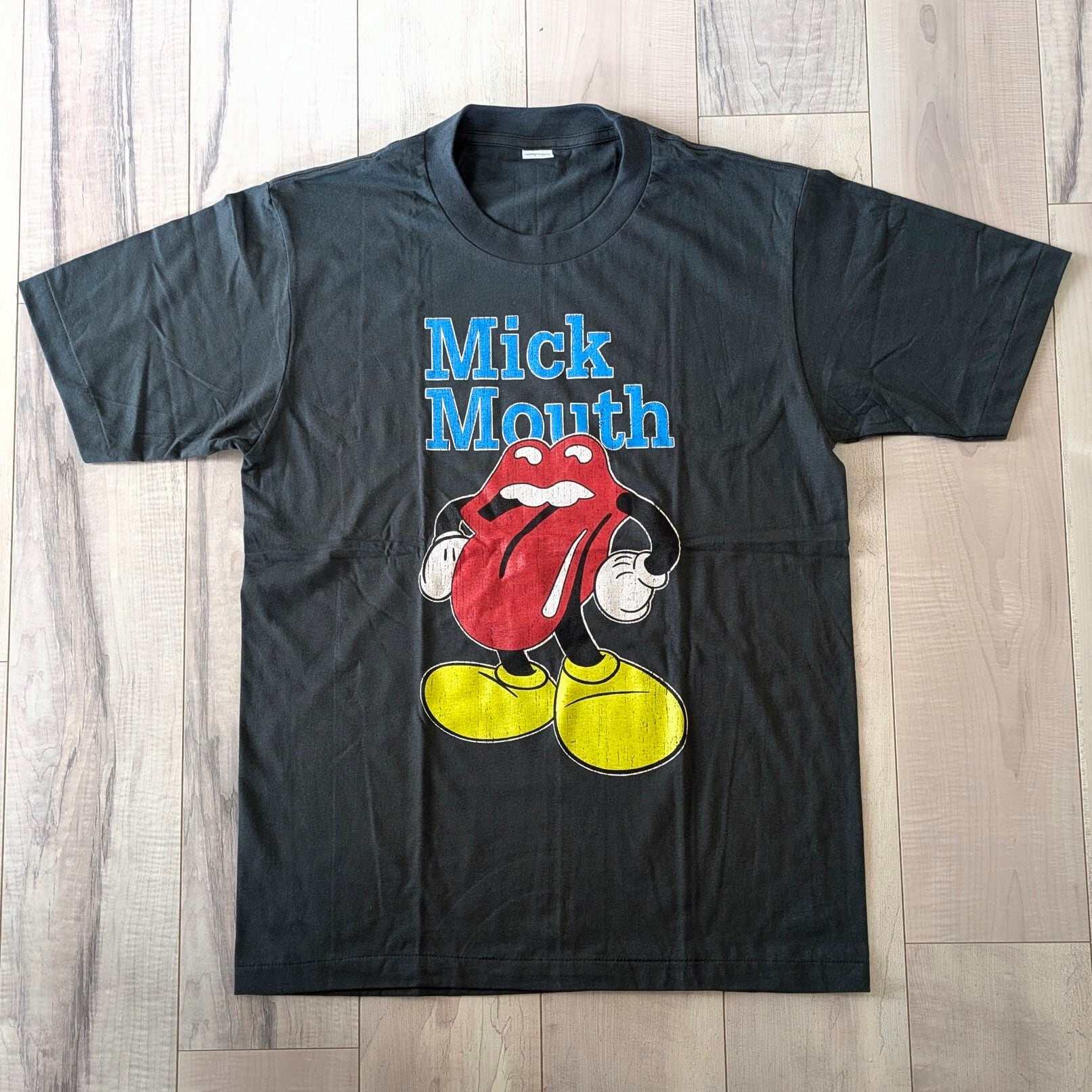【 MICK MOUTH   Mickey Mouse/Mick Jagger /ミッキーマウス/ミックジャガー/ミックマウス 】ローリングストーンズ / バンドT / ビンテージ加工〚アメリカン雑貨 アメトイ〛