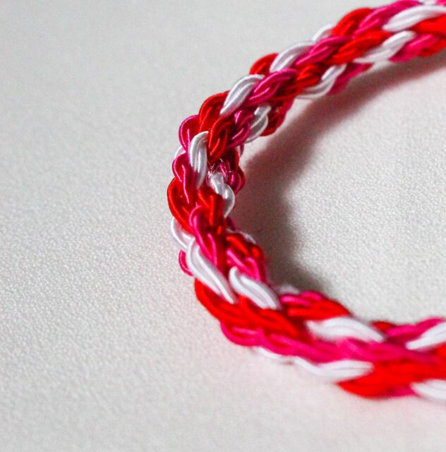 スパイラル水引 ブレスレット 極太タイプ レッド 男女兼用 | 紙単衣