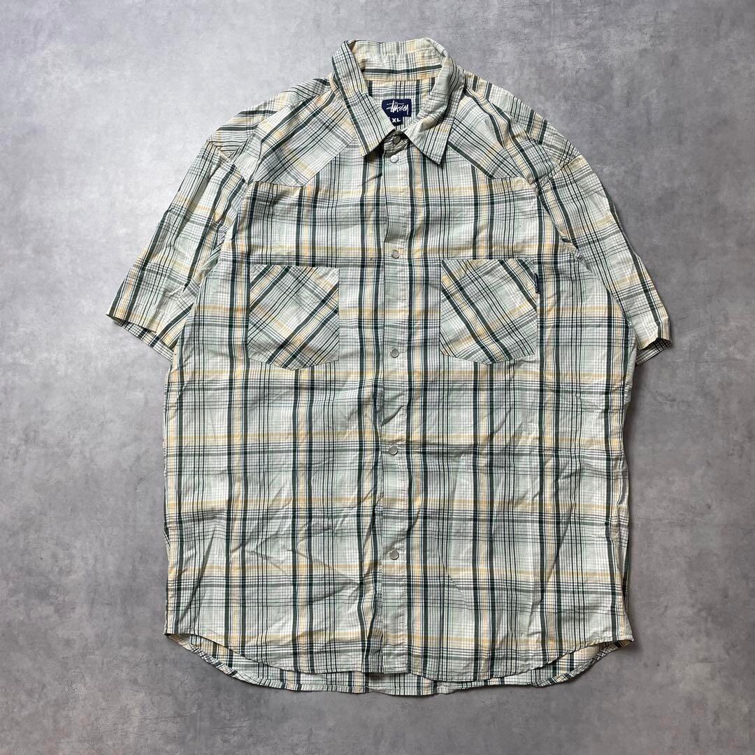 90s USA製 OLD STUSSY チェックシャツ 半袖 XL