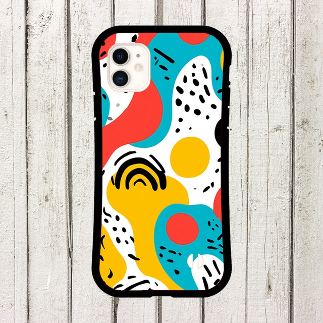 受注生産 iPhoneケース 水色と黄色のポップ抽象｜幾何学柄 PABS060A