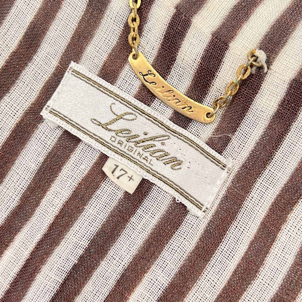 Leilian レリアン 豪華ボタン ストライプ テーラードジャケット 17+/ブラウン×ホワイト レディース