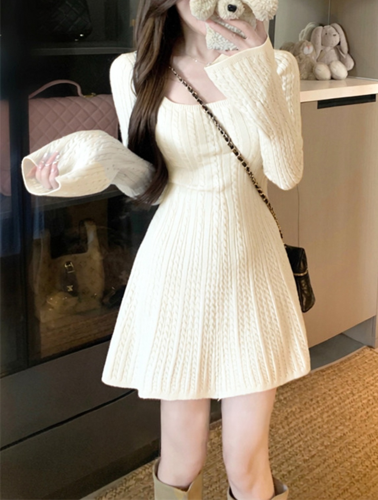 ウエストシェイプ ニットワンピース LK1803