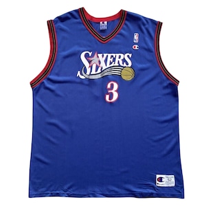 【90s】00s Champion 76ers シクサーズ ゲームシャツ バスケ ユニフォーム メンズ XXL アレン・アイバーソン 青/BLUE VINTAGE チャンピオン