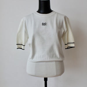 RINASCIMENTO　ホワイト✖️ブラックポイント半袖サマーニットセーター ITALY：RIN11484 ¥17,000＋tax