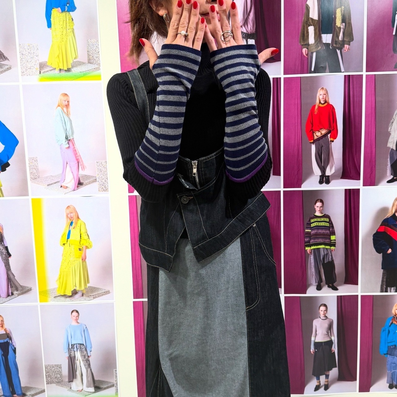 アウラアイラ AULA AILA BORDER SLEEVE RIB KNIT