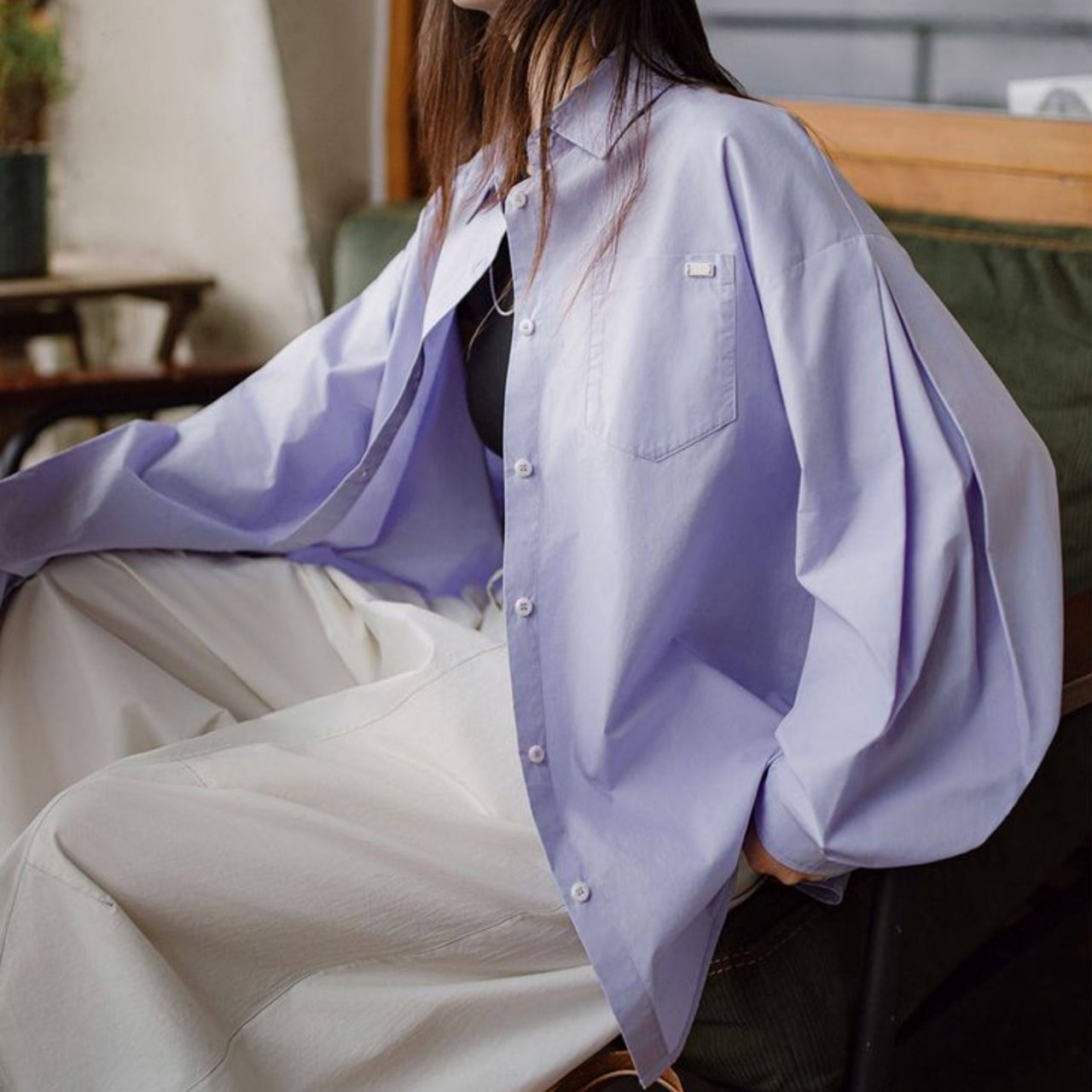 プリーツスリーブオーバーサイズシャツ A02050