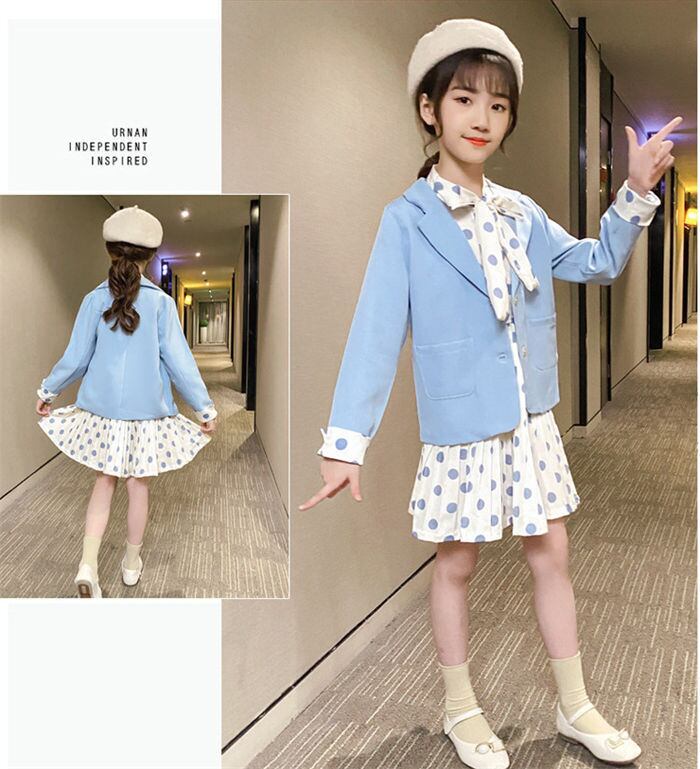 セットアップ 子供スーツ 女の子 子供服 110-170㎝ 2色 水玉