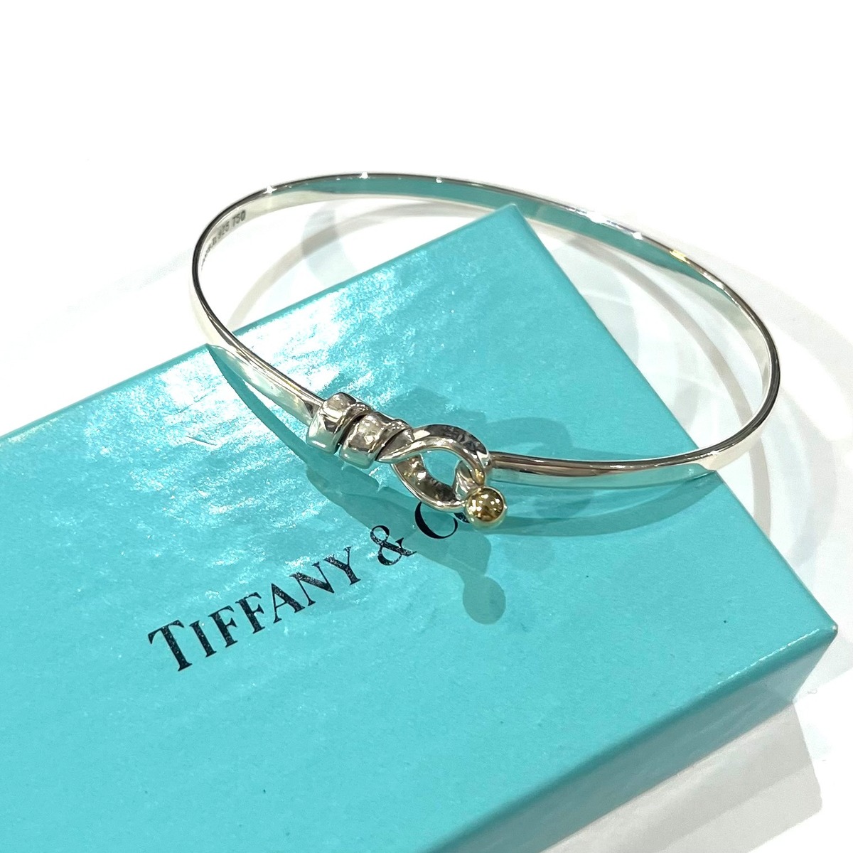 TIFFANY & CO.】ティファニー フック&アイバングル SV925 K18 シルバー 