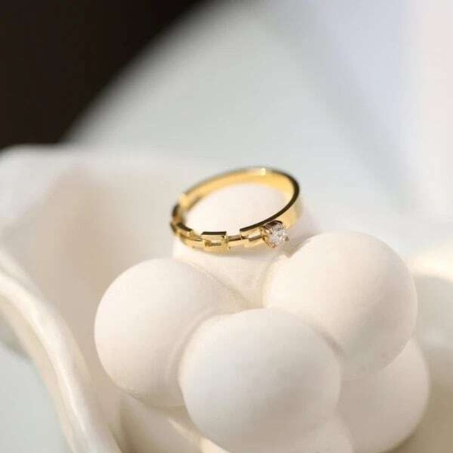 ［即納商品］金アレ対応 316L シンプルストーンチェーンリング(0686)