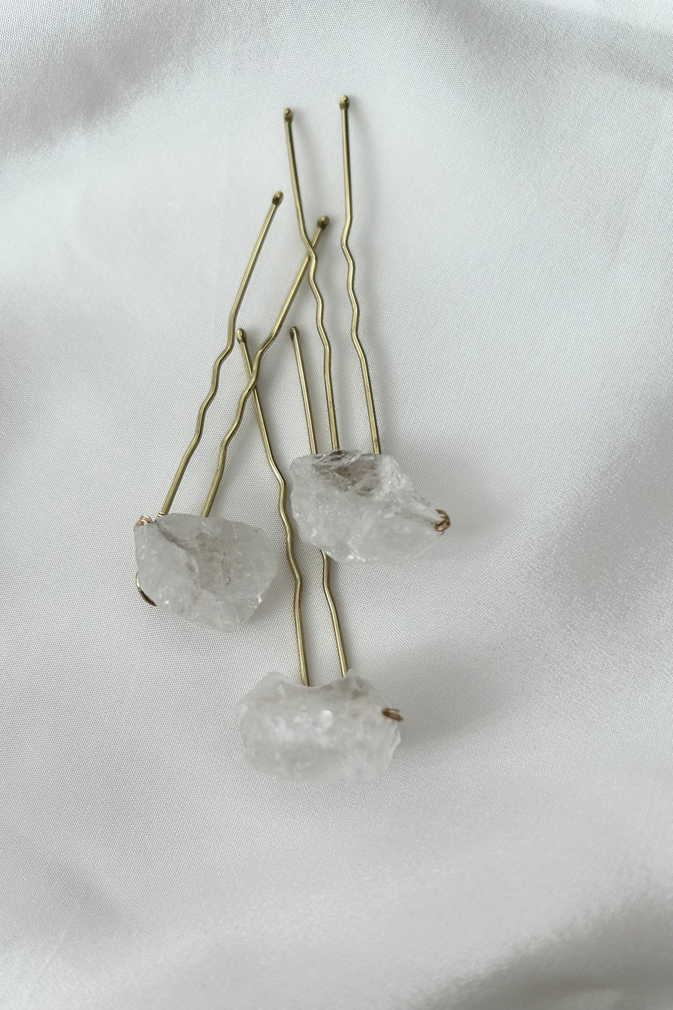 ラフクォーツのヘアピンセット~ブライダルヘッドドレス~ ≪HPN