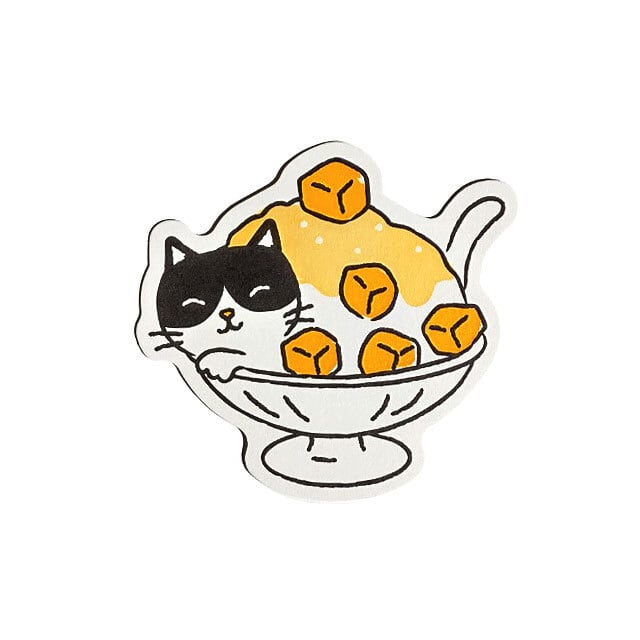 ダイカット 活版印刷 猫ポストカード(マンゴーかき氷)
