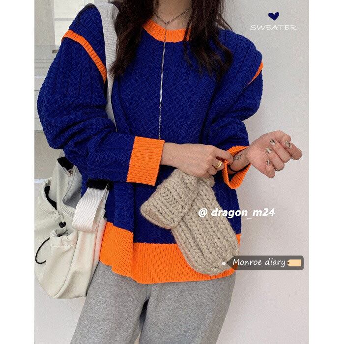 カラーセーター ルーズプルオーバー オータムウィンタースタイルスリーブロングジャケット 秋物 冬物 モンロー39199503566