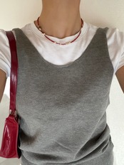 Red – coral × Beads Necklace［BZN41］