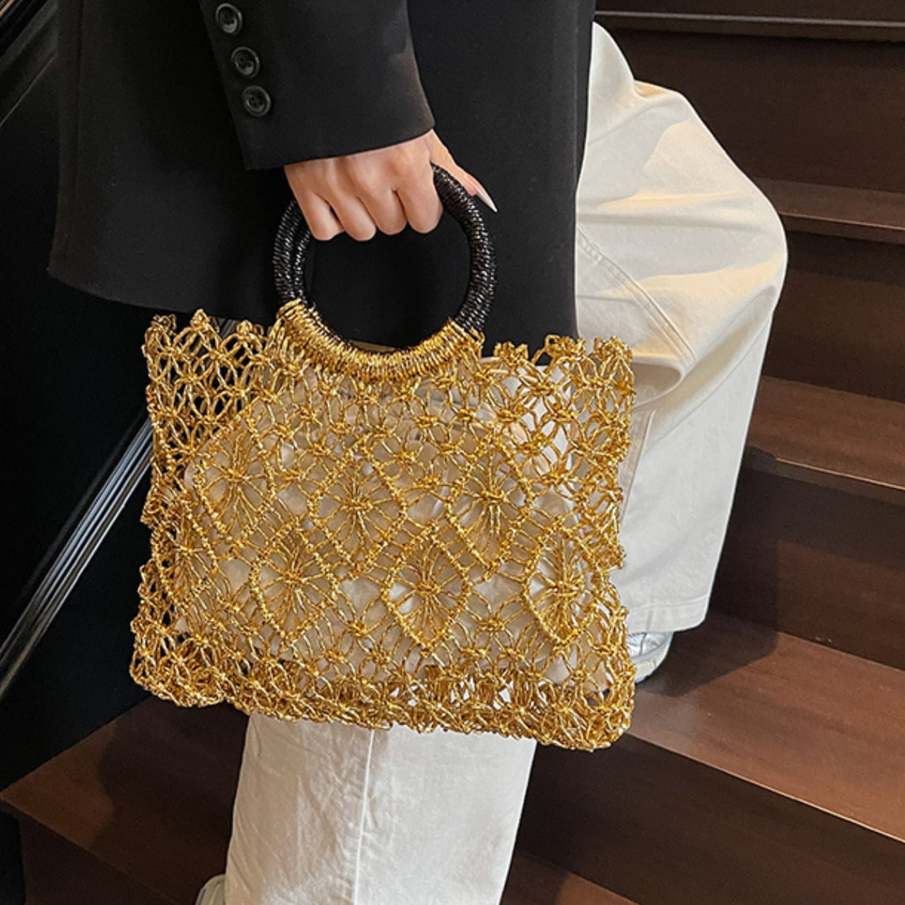 Mesh handbag in 2 colors S1178