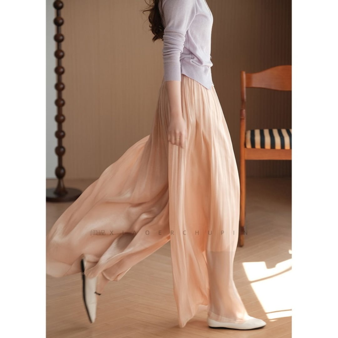 shiny wide-leg pants 103065