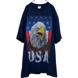 『美品 Eagle American flag USA design big silhouette over size T-shirt』USED 古着 イーグル 鷲 ワシ アメリカ国旗 ロゴ アニマル 動物 ビッグ シルエット オーバー サイズ Tシャツ