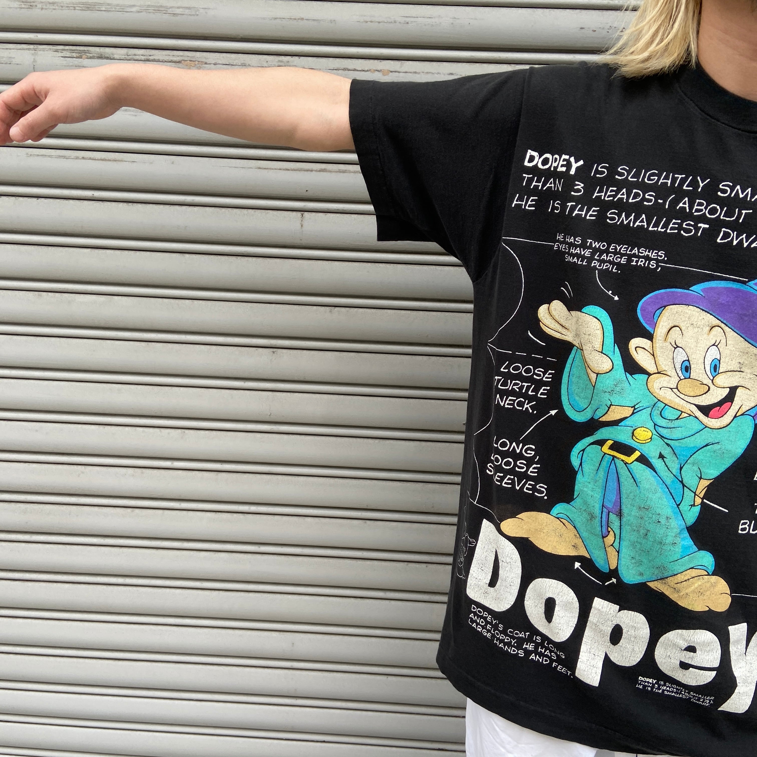 90s 白雪姫 7人の小人 dopey キャラクターTシャツ ディズニー 黒