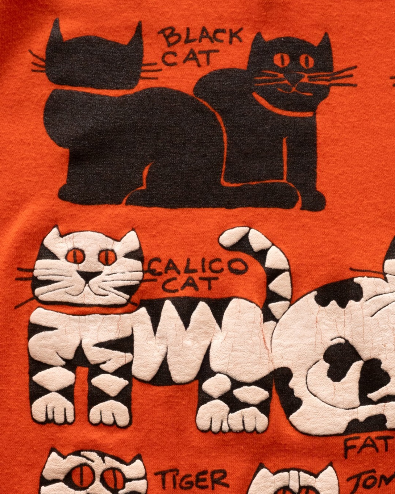 【古着】90’ｓSan Francisco土産 ねこ沢山発泡プリント オレンジT - 9