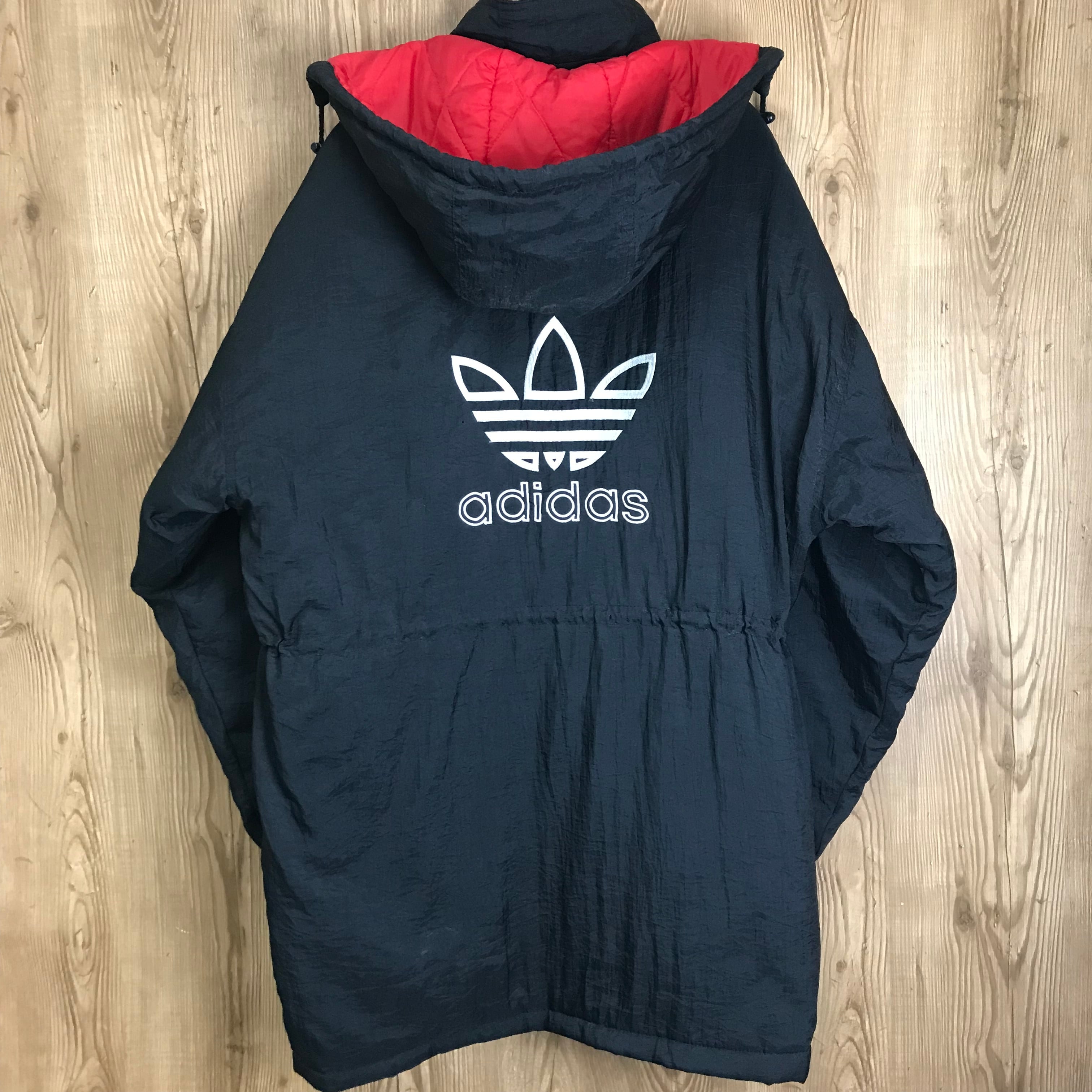 ☆90s VINTAGE adidas 中綿入り ナイロン コーチジャケット フード