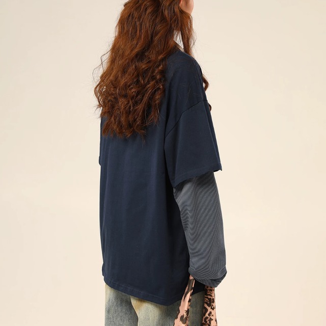 faded logo layered long tee　フェードロゴレイヤードロングティー　J2175