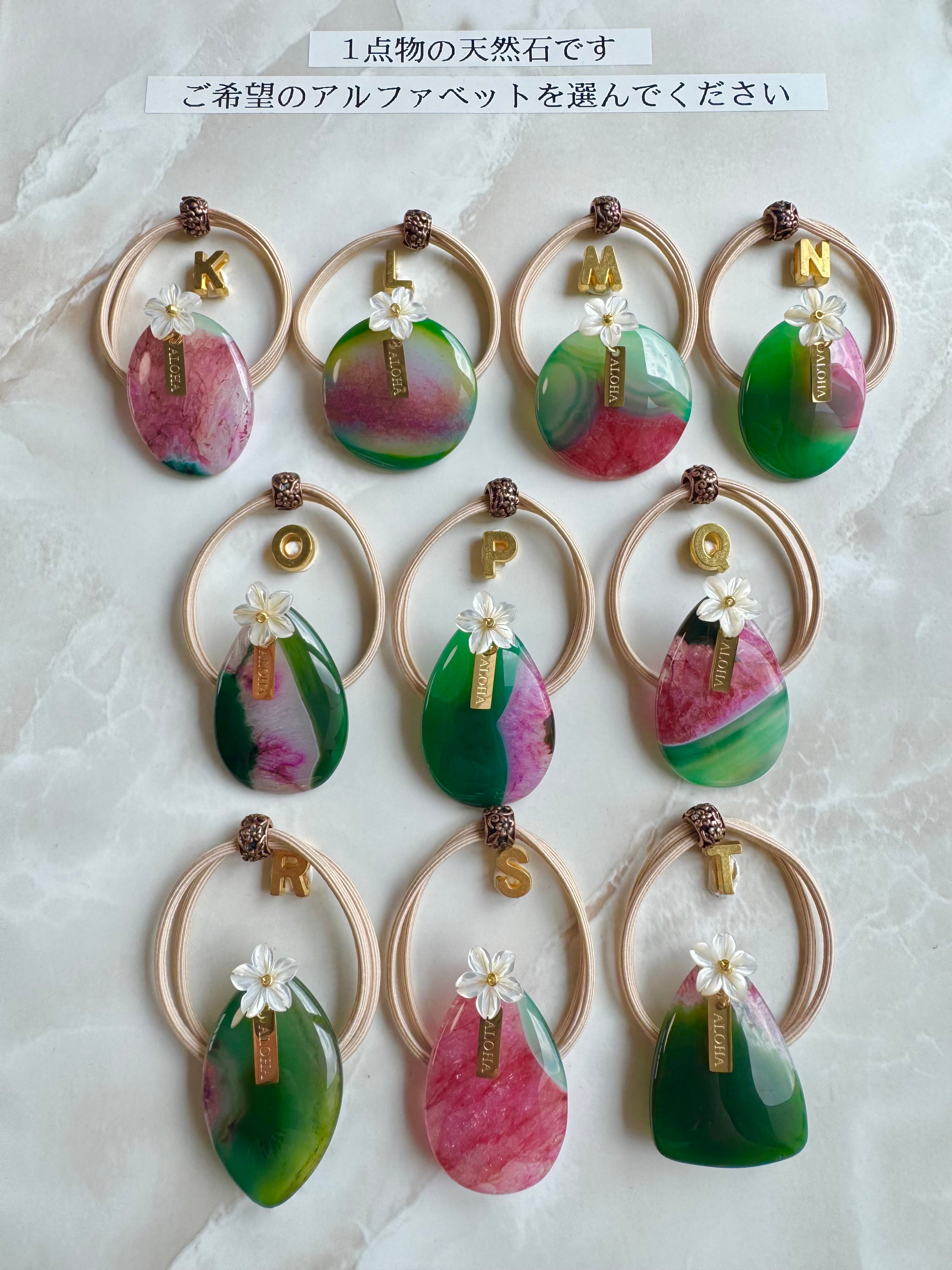 Gradation agate×Plumeria hair accessory(グラデーションアゲート瑪瑙