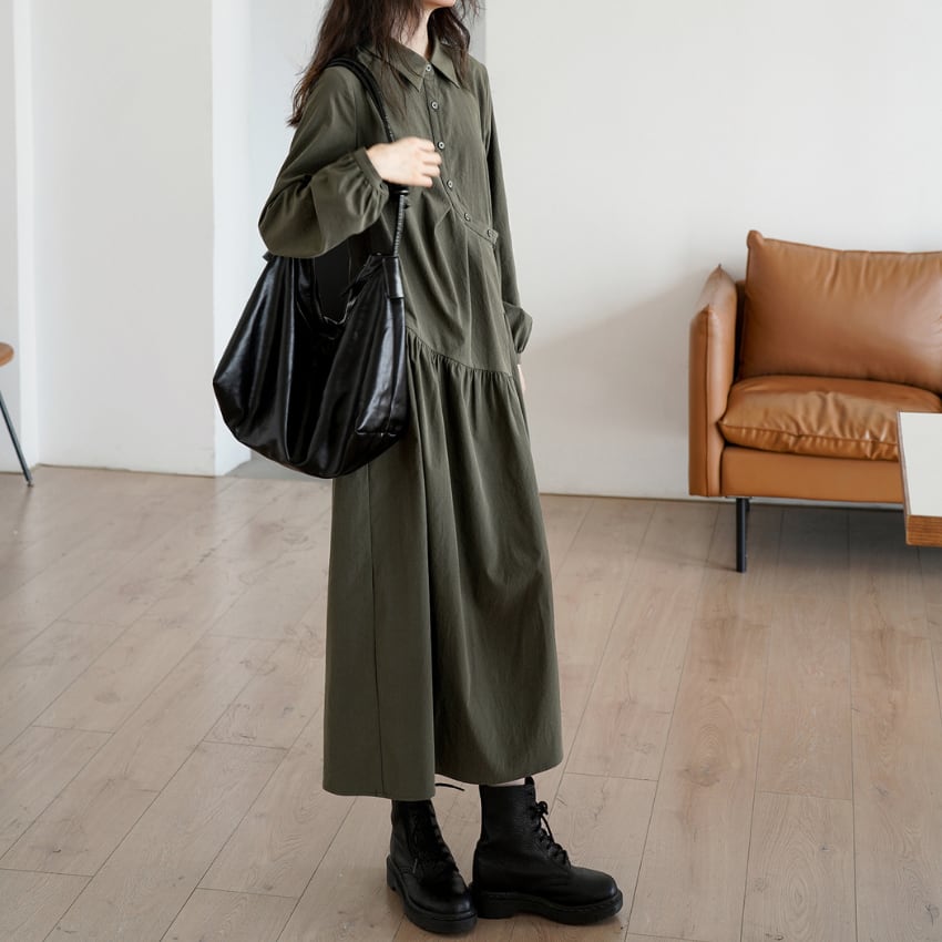 button curve shirt one-piece　J00208