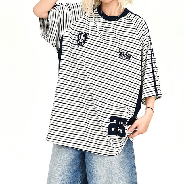 ファインボーダーハーフスリーブTシャツ 1col   R01917